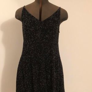 Carmen Marc Valvo black beaded swing slip dress